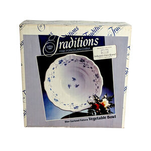 Johann Haviland Blue Garland Pattern Vegetable Bowl Fine Porcelain China New